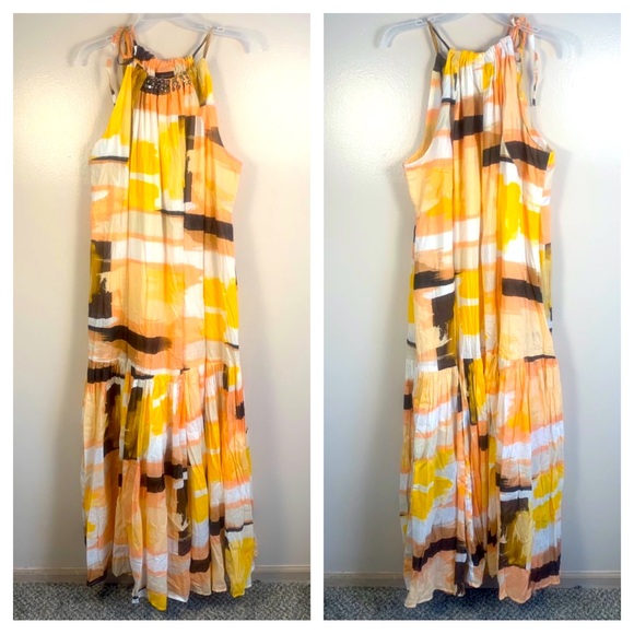 Lane Bryant Dresses & Skirts - Lane Bryant Jewel Beaded Crystal Neck Tired Maxi Dress